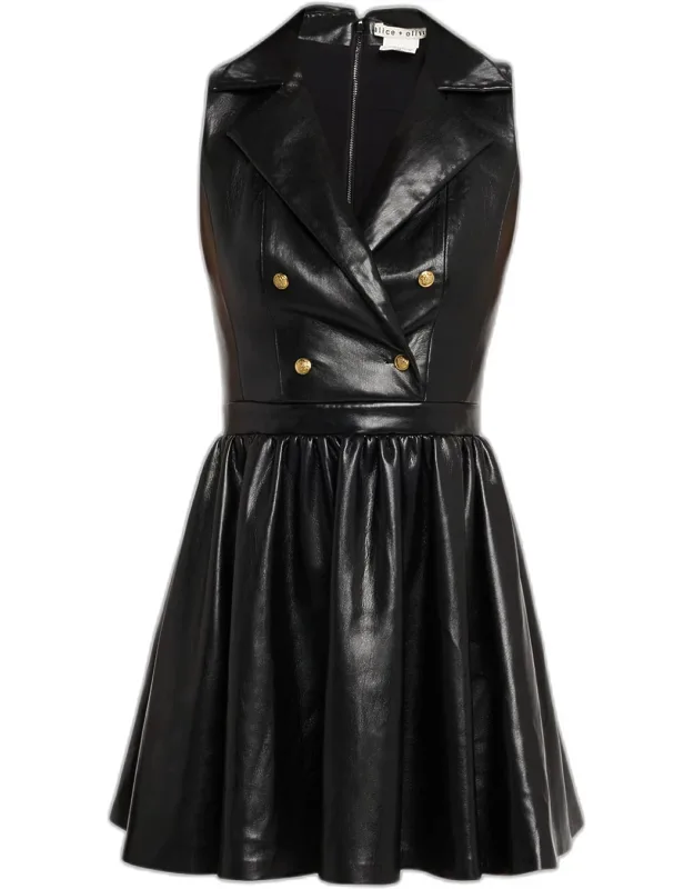 Sleeveless Vegan Leather Mini Dress