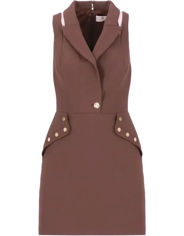 Franchi Dress V Neck, Peak Lapel Collar