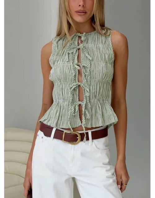Apero Shirred Tie Front Top