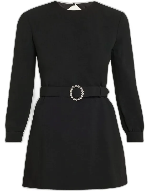 Belted A-line Mini Dress