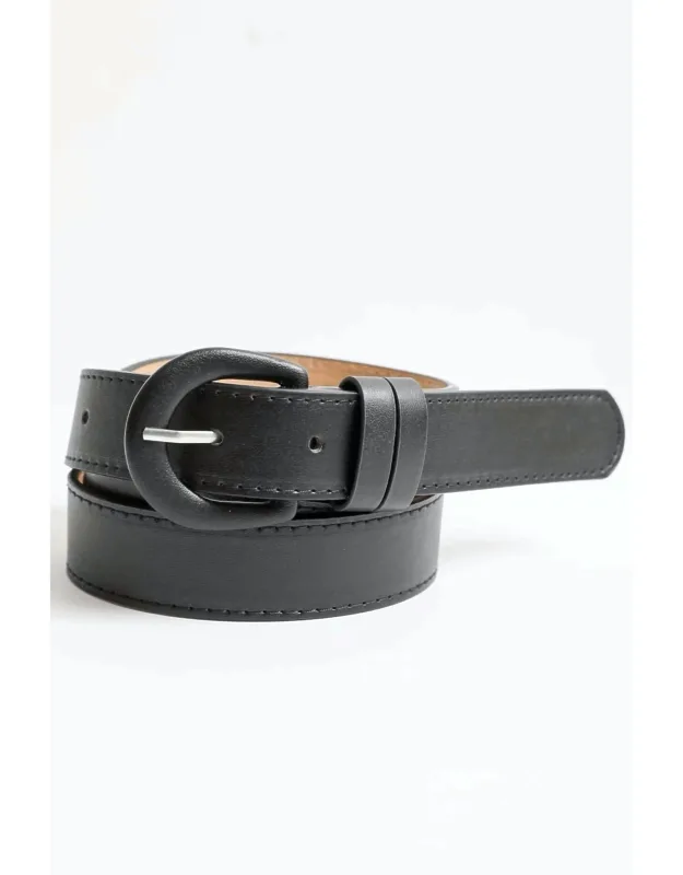 Classic Stylish Round Buckle Vegan Leather Belt
