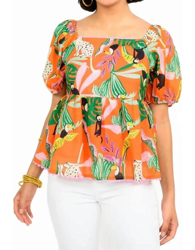 Tropical Peplum Top