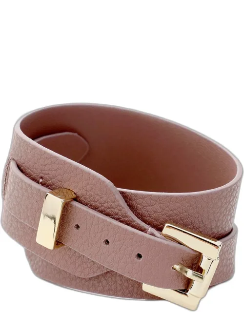 Faux Leather Belt Buckle Wrap Bracelet