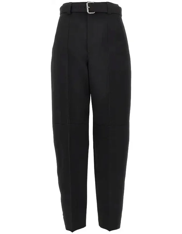 Compact Wool Pants With Belt