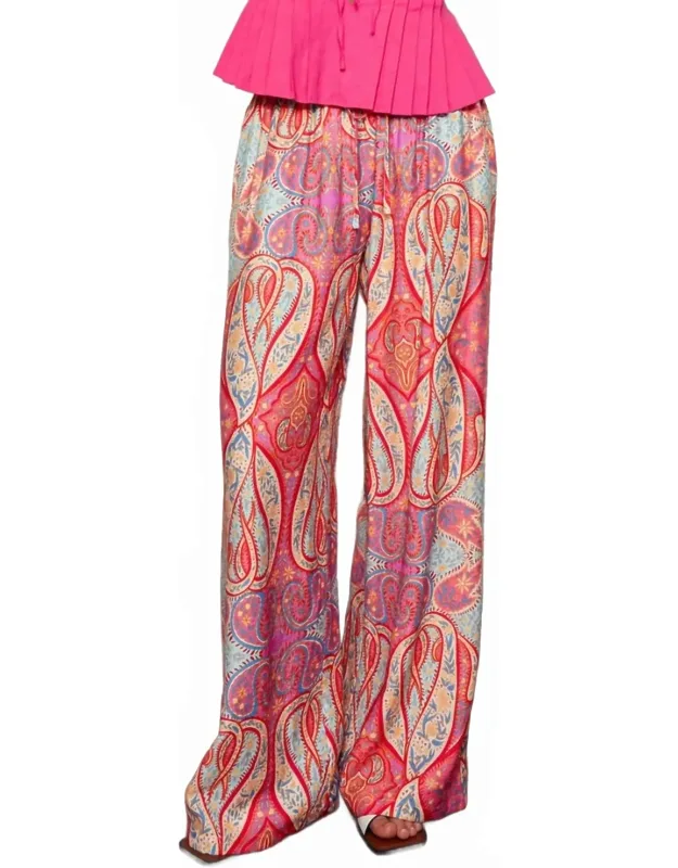 Paisley Print Wide-leg Statement Pants