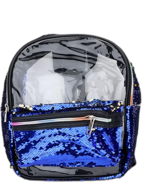 Sequin Rainbow Zipper Transparent Mini Backpack