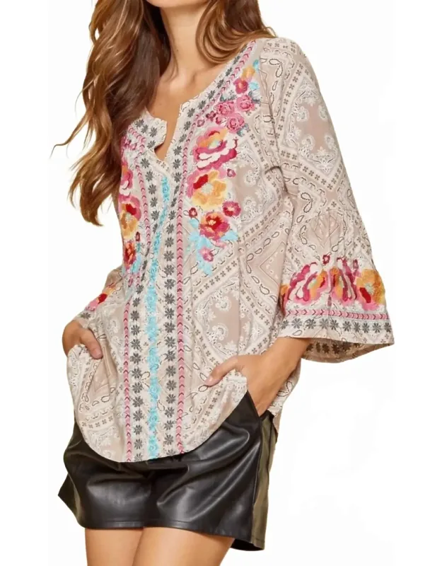 Embroidered Bandana Top