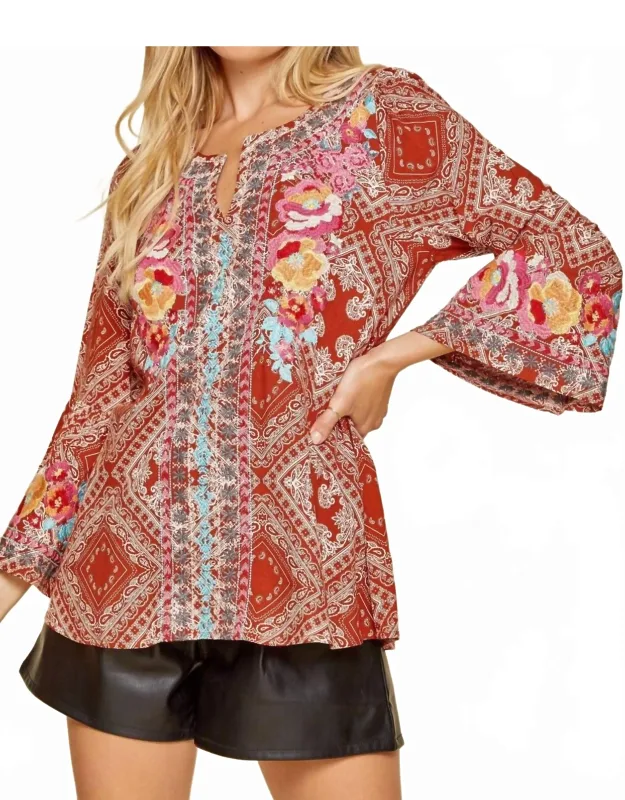Embroidered Bandana Top