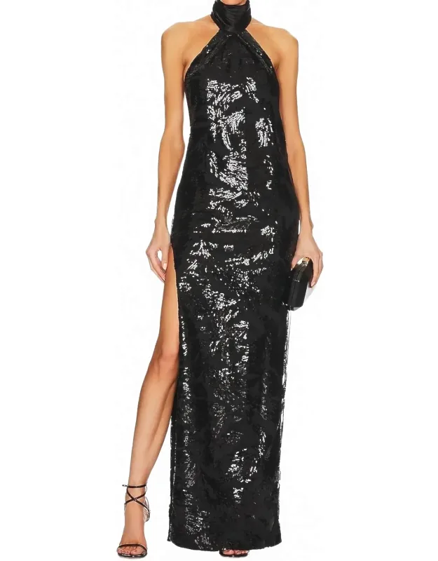 Sidrit Gown Sequince Maxi Halter Dress