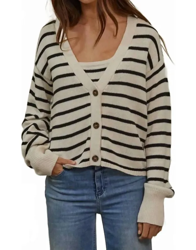Striped V-neck Cardigan