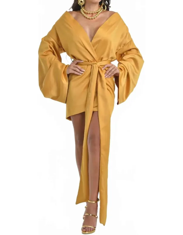 Golden Empress Wrap Dress