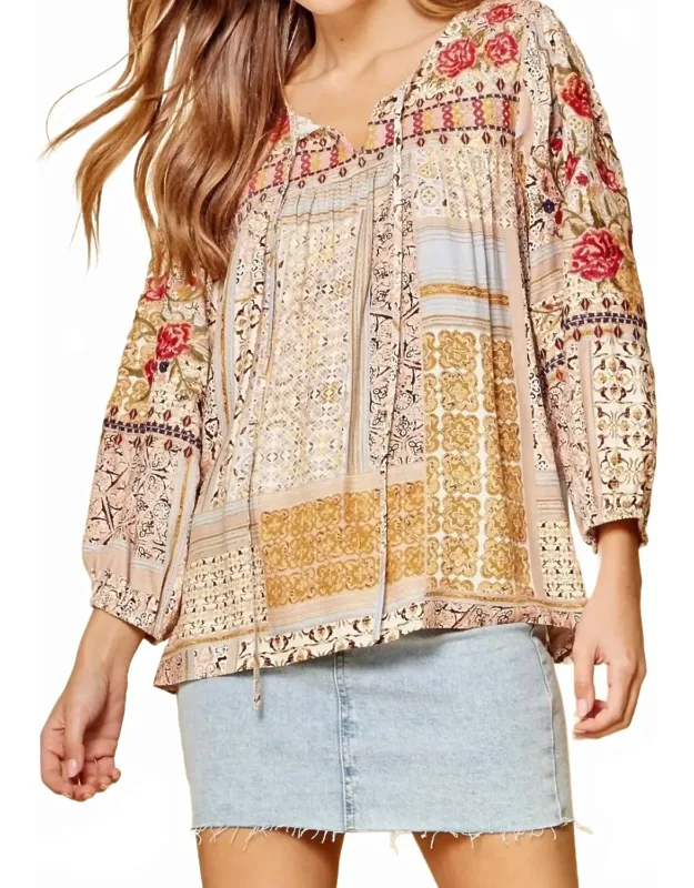 Embroidered Babydoll Top