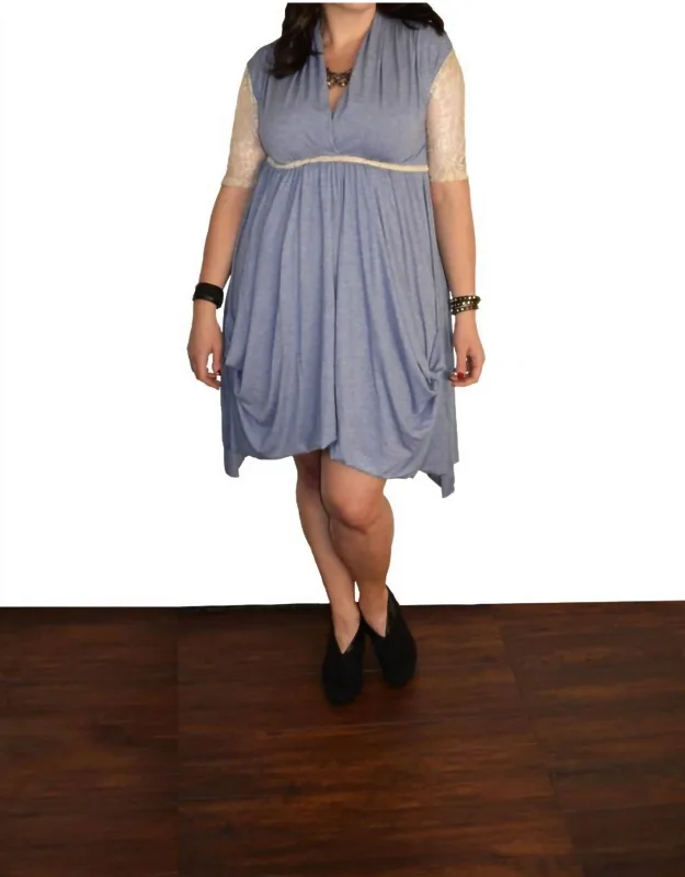 Lace Sleeve Goddess Pocket Dress