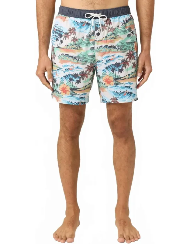 Hermosa Elastic Waist Lined 17" Swim Trunks