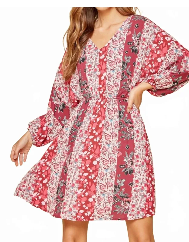 Multi Floral Dolman Sleeve Dress