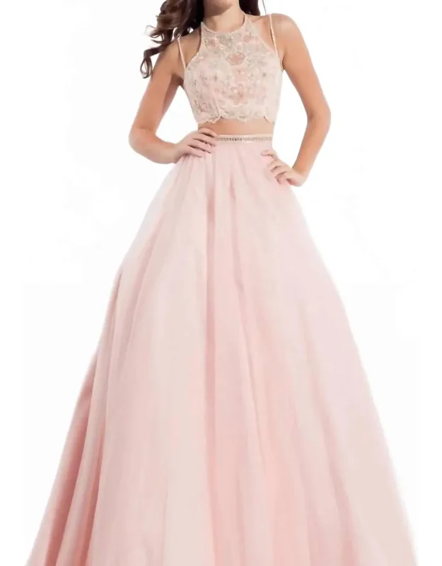 Two-piece Strappy Tulle Prom Dress