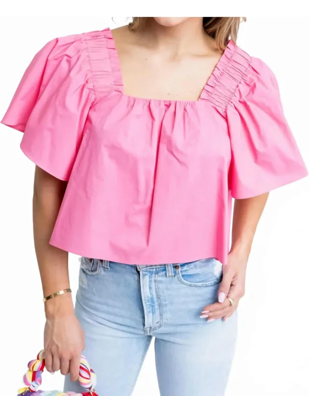 Solid Poplin Square Neck Top