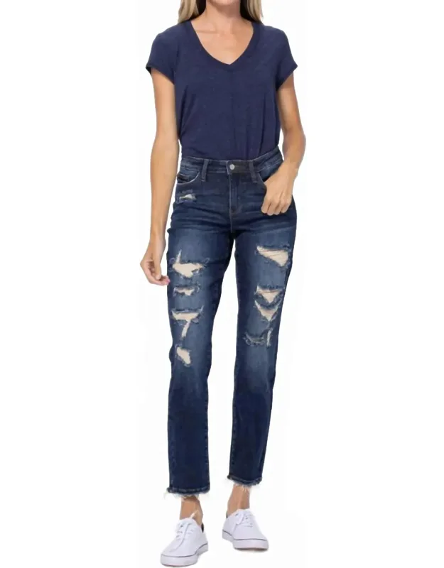 Mid-rise Destroyed Boyfriend Jeans