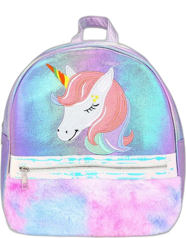 Fuzzy Unicorn Metallic Backpack