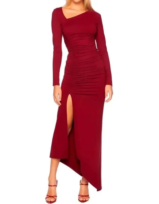 Side Gather Slit Dress