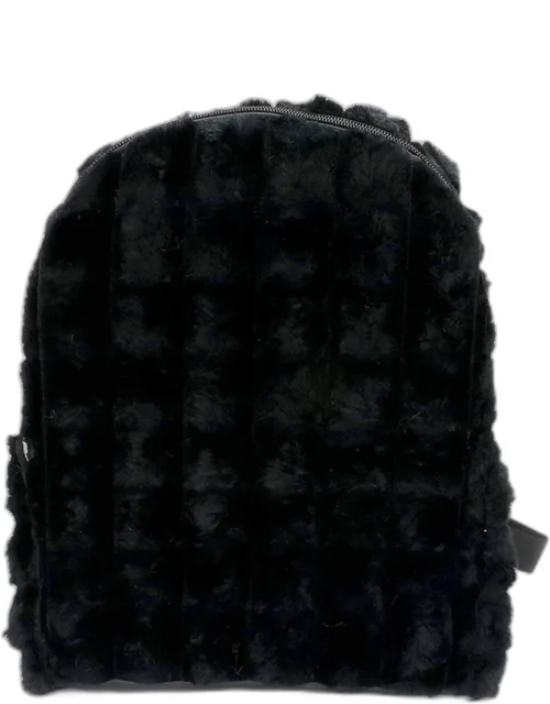 Quilted Solid Faux Fur Backpack Bag