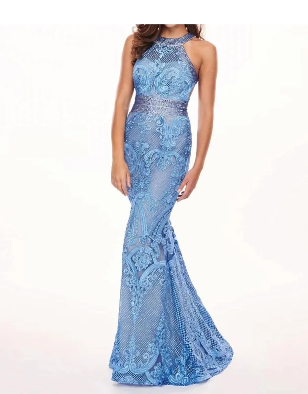 Lace Halter Neck Prom Dress