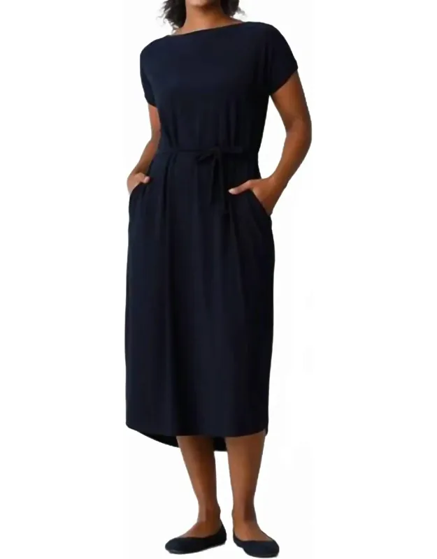 Belted Boatneck Dress