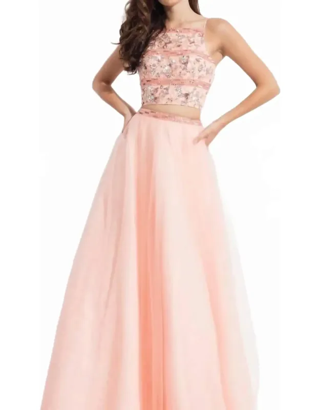 Embellished Two-piece Tulle Prom Dress