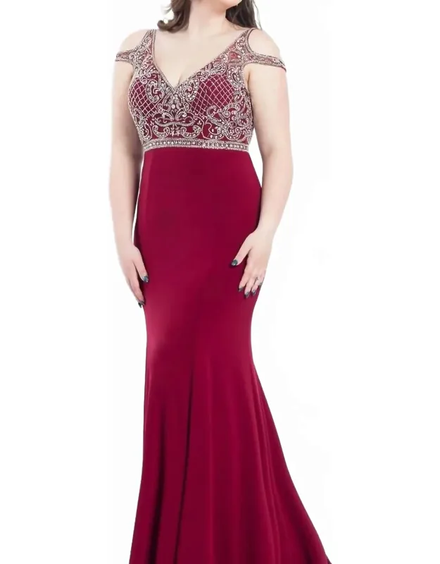 Beaded Jersey Prom Dress