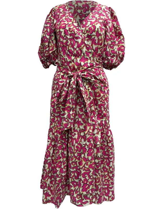 Elektra Printed Midi Wrap Dress