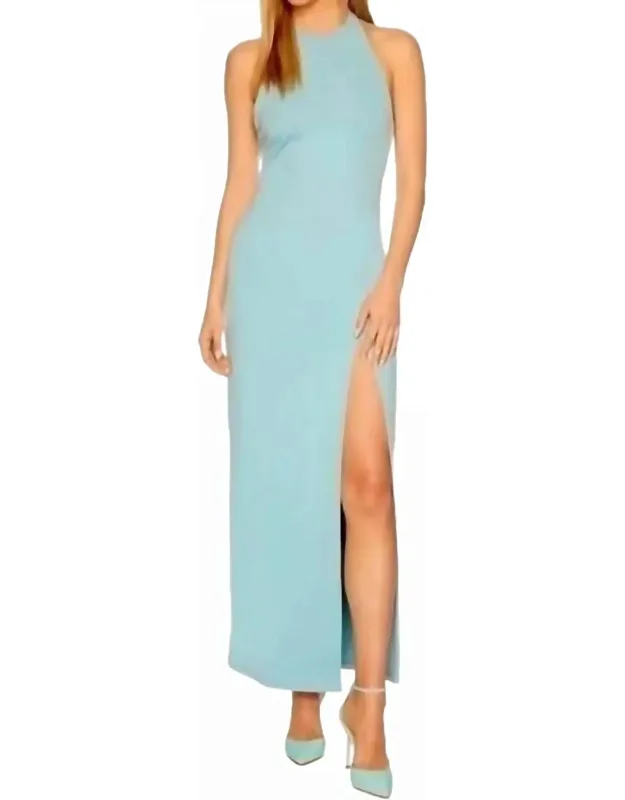 Halter Maxi Open Back Dress With Slit