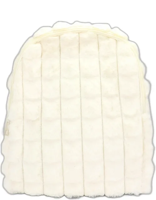 Quilted Solid Faux Fur Backpack Bag