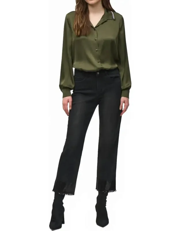 Cropped Jeans With Frayed Hem