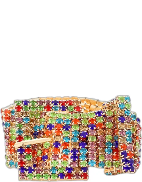 Rhinestone Pave Belt Buckle Style Evening Bracelet