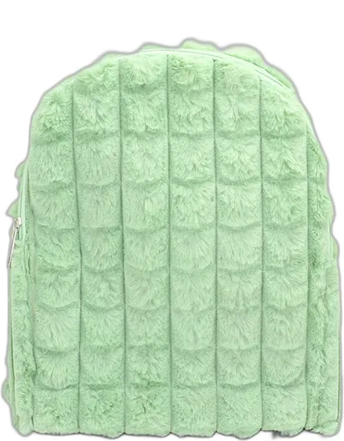 Quilted Solid Faux Fur Backpack Bag