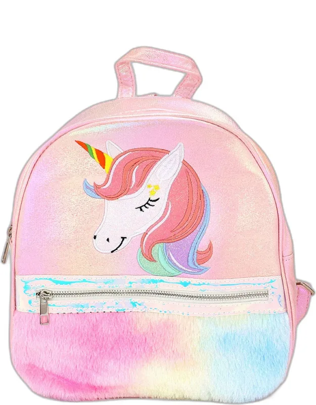 Fuzzy Unicorn Metallic Backpack