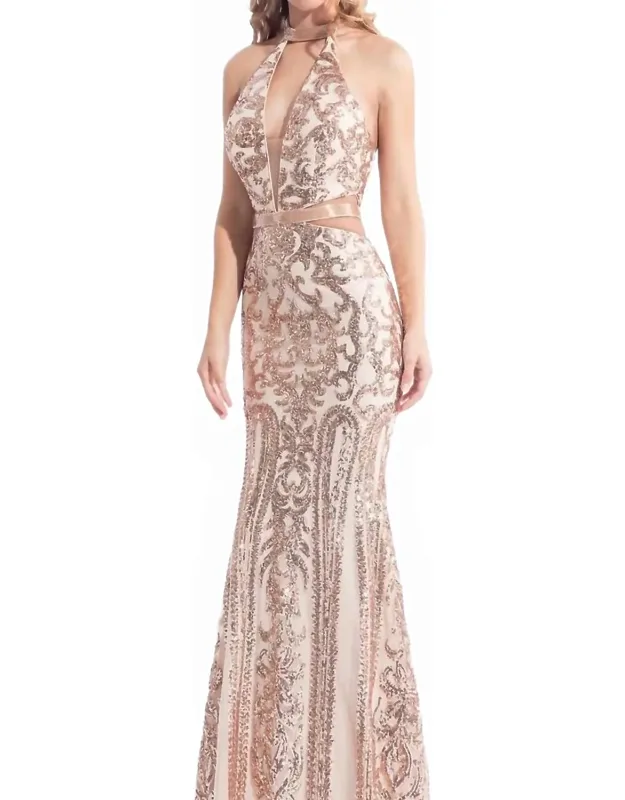 Sequin Prom Dress With Cutouts