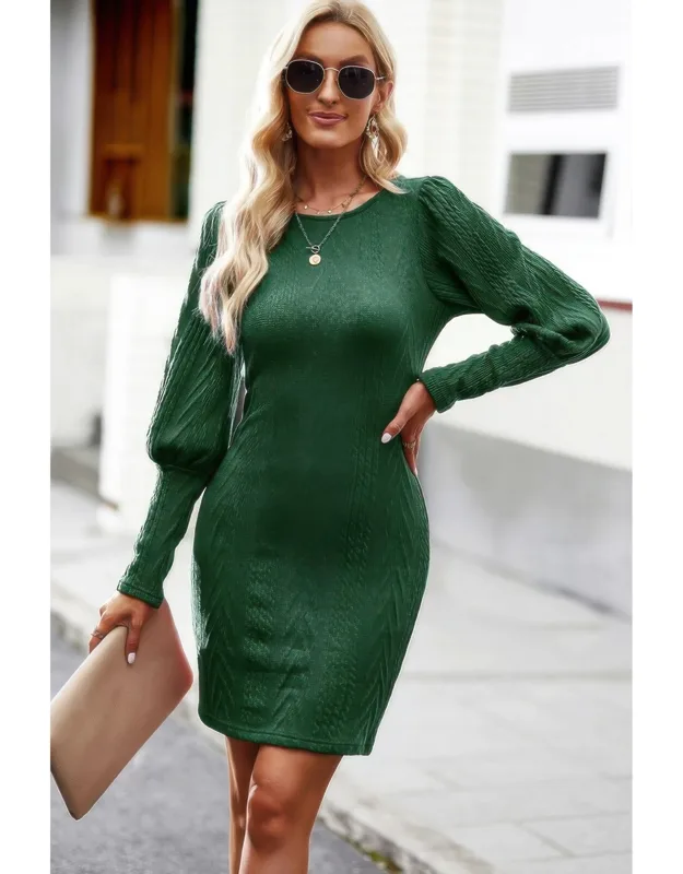 Slim Fit Rhombus Pattern Wrap Knit Dress