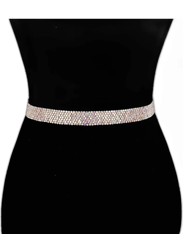 Crystal Rhinestone Sash Ribbon Bridal Wedding Belt / Headband
