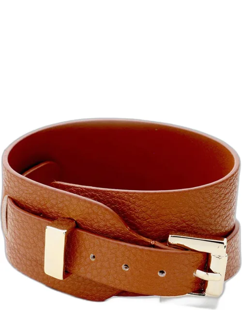 Faux Leather Belt Buckle Wrap Bracelet