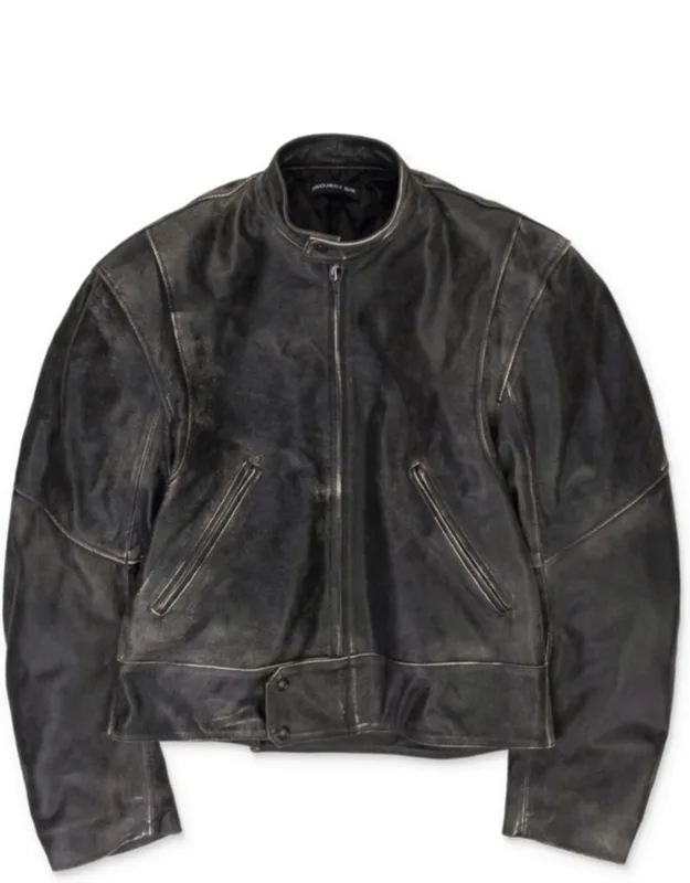 Distressed Biker Leather Jacket