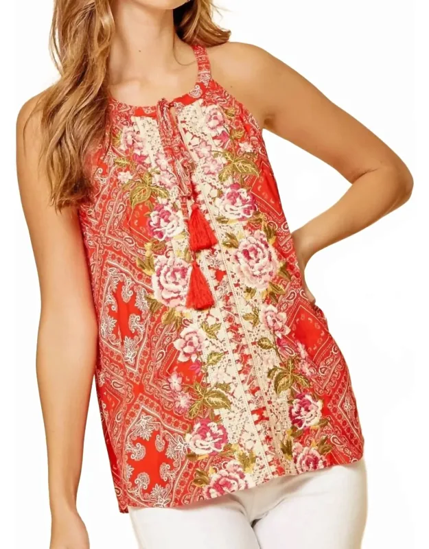 Embroidered Bandana Tank Top