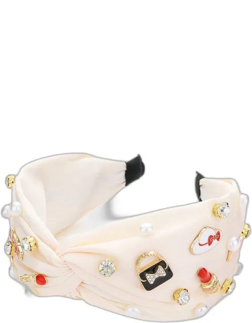 Pearl Stone Bag Hat Lipstick Stiletto Heels Embellished Twisted Headband