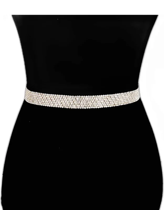 Crystal Rhinestone Sash Ribbon Bridal Wedding Belt / Headband