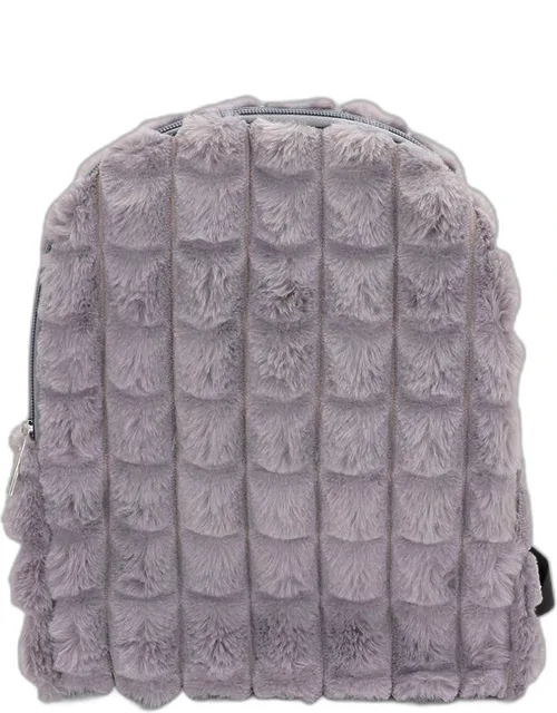 Quilted Solid Faux Fur Backpack Bag