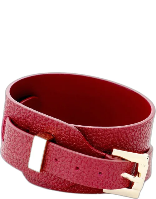 Faux Leather Belt Buckle Wrap Bracelet