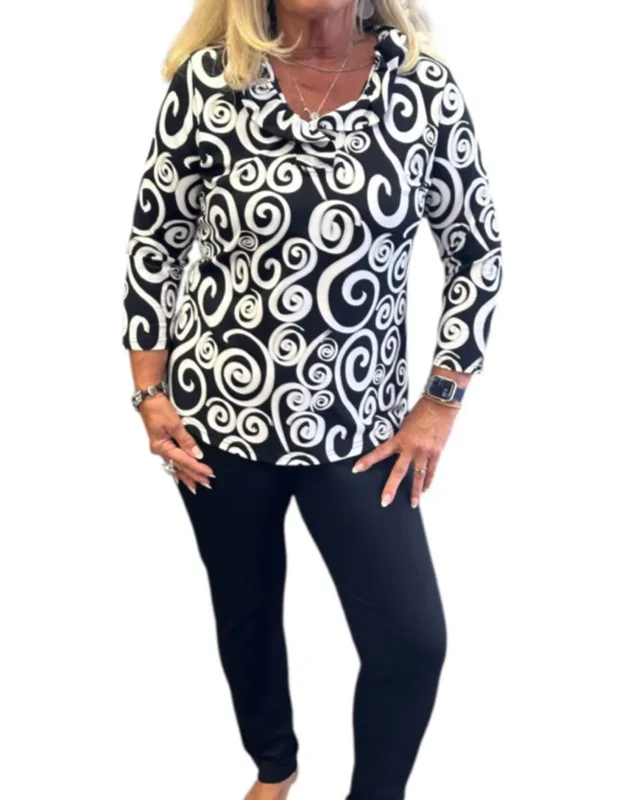 Ruffle Swirl Long Sleeve Top