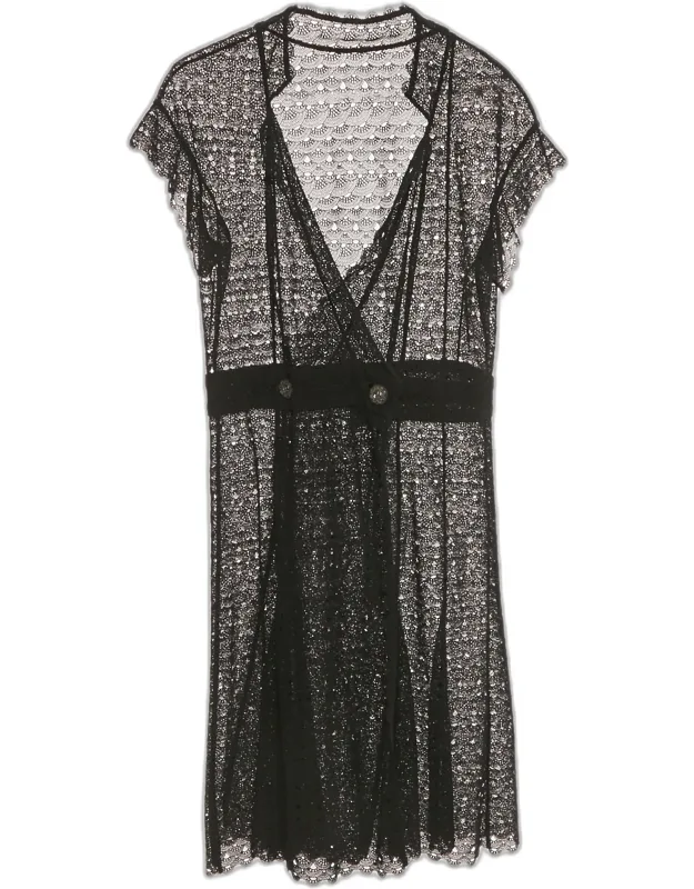 Crochet Double Breasted Short Dress