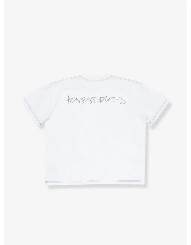 _acne Studios Logo T-shirt With Ribbed Neckline And Contrast Stitching_