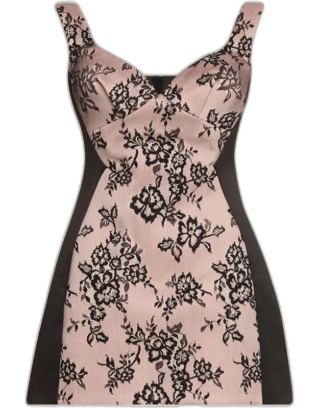 Sculpted Lace Sleeveless Mini Dress